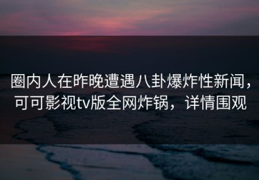 圈内人在昨晚遭遇八卦爆炸性新闻，可可影视tv版全网炸锅，详情围观
