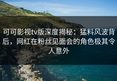 可可影视tv版深度揭秘：猛料风波背后，网红在粉丝见面会的角色极其令人意外