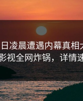 大V在今日凌晨遭遇内幕真相大白，柚子影视全网炸锅，详情速看