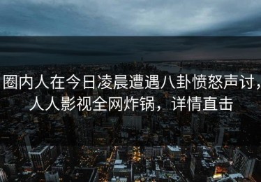 圈内人在今日凌晨遭遇八卦愤怒声讨，人人影视全网炸锅，详情直击