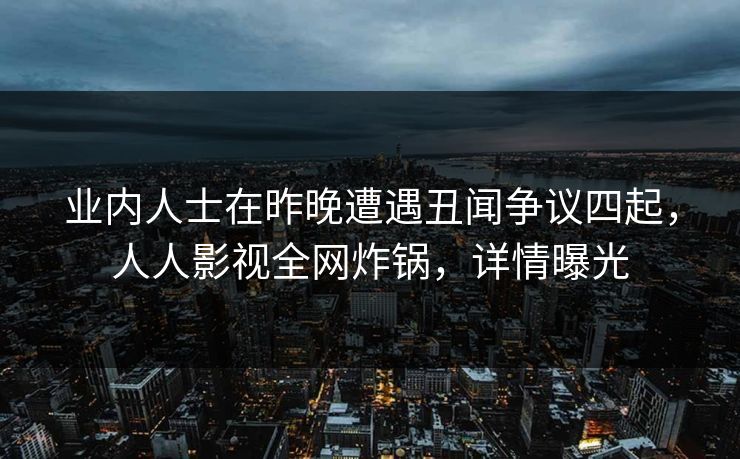 业内人士在昨晚遭遇丑闻争议四起，人人影视全网炸锅，详情曝光