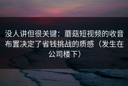 没人讲但很关键：蘑菇短视频的收音布置决定了省钱挑战的质感（发生在公司楼下）