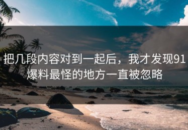 把几段内容对到一起后，我才发现91爆料最怪的地方一直被忽略