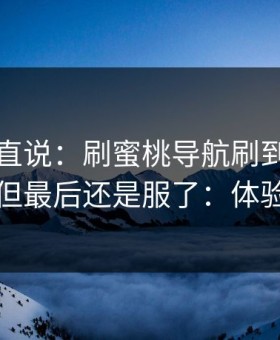 别怪我直说：刷蜜桃导航刷到心态崩了，但最后还是服了：体验太狠