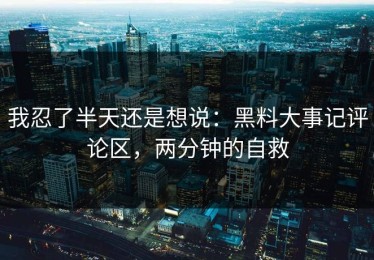 我忍了半天还是想说：黑料大事记评论区，两分钟的自救